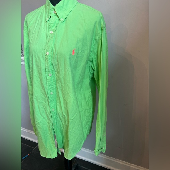 Ralph Lauren Soft Washed Cotton Sport Shirt  w/ Pony Logo Green Men’s Large - Picture 2 of 7